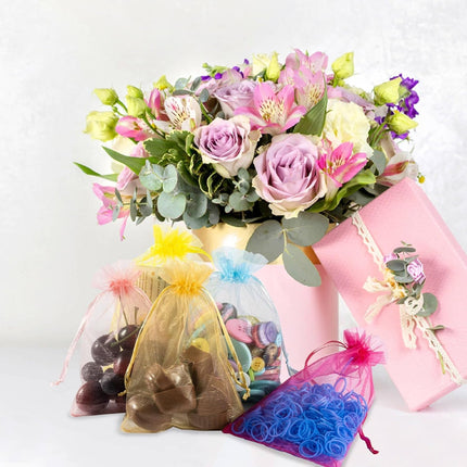 120PCS Organza Bags 4''x6'' - Muticolor Small Sachet Jewelry Gift Favor Bags Drawstring Mesh Bags Gifts Valentines Wedding Eid Mubarak Halloween Eve Christmas New Year Party Candy Fruit Wrap Bulk.