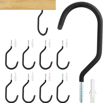10 Heavy Duty Wall Mount Storage J Hooks - Bicycle & Ladder Hangers, Garden Yard Tools Organizer.