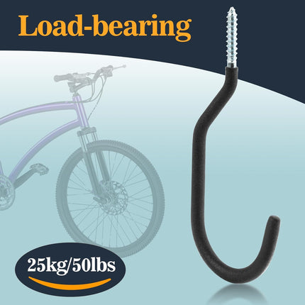 10 Heavy Duty Wall Mount Storage J Hooks - Bicycle & Ladder Hangers, Garden Yard Tools Organizer.