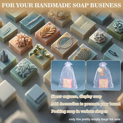 50 Organza Soap Bags for Packaging - Organza Gift Bags 5x7 for Homemade Soap Wedding Anniversary Souvenir Mesh Christmas New Year Party Favor Bags Small Pouches Gift Bags For Small Business White.
