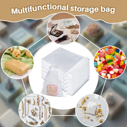 50 Organza Soap Bags for Packaging - Organza Gift Bags 5x7 for Homemade Soap Wedding Anniversary Souvenir Mesh Christmas New Year Party Favor Bags Small Pouches Gift Bags For Small Business White.