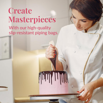 Set of 200 - Anti Burst Piping Bags 12 Inch -  Tipless Icing Bags - Durable Frosting Piping Bag Tools - Pastry and Cookie Decorating Supplies.