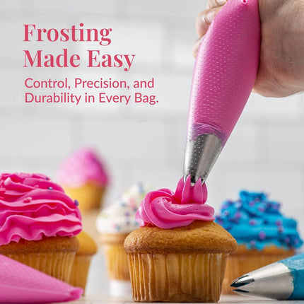 Set of 200 - Anti Burst Piping Bags 12 Inch -  Tipless Icing Bags - Durable Frosting Piping Bag Tools - Pastry and Cookie Decorating Supplies.