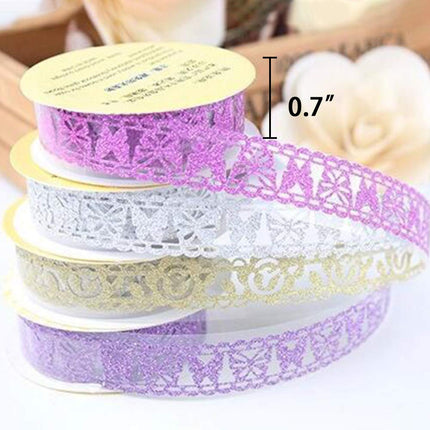Decorative Washi Tape Set - 6Rolls Glitter Lace Washi Tape for Card Making Supplies, Scrapbook Craft Supplies, Aesthetic Journaling, DIY Craft Projects Gift Wrapping.