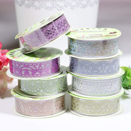 Decorative Washi Tape Set - 6Rolls Glitter Lace Washi Tape for Card Making Supplies, Scrapbook Craft Supplies, Aesthetic Journaling, DIY Craft Projects Gift Wrapping.