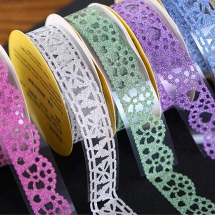 Decorative Washi Tape Set - 6Rolls Glitter Lace Washi Tape for Card Making Supplies, Scrapbook Craft Supplies, Aesthetic Journaling, DIY Craft Projects Gift Wrapping.