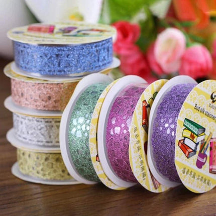 Decorative Washi Tape Set - 6Rolls Glitter Lace Washi Tape for Card Making Supplies, Scrapbook Craft Supplies, Aesthetic Journaling, DIY Craft Projects Gift Wrapping.