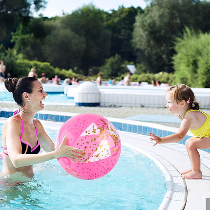 16 Inch Inflatable Beach Balls, 3 Pack Glitter Beach Balls Pool Toys with Confetti Sparkling Balls for Kids Toddlers Adults Summer Pool Party Favors.