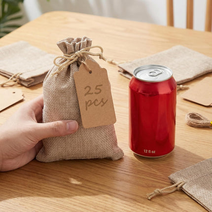 25PCS Small Burlap Gift Bags With Drawstring, 4x6 Inch Small Linen Sack Bags Jewelry Pouches for Wedding Party Favors DIY Crafts.
