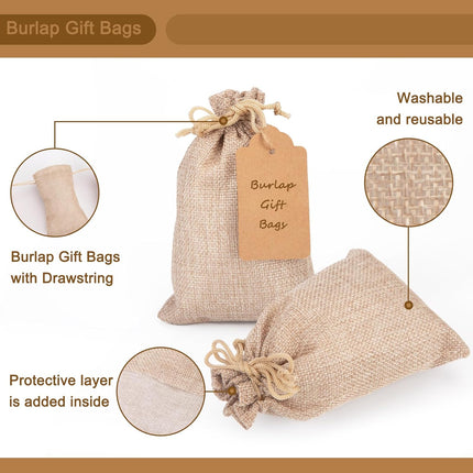 25PCS Small Burlap Gift Bags With Drawstring, 4x6 Inch Small Linen Sack Bags Jewelry Pouches for Wedding Party Favors DIY Crafts.