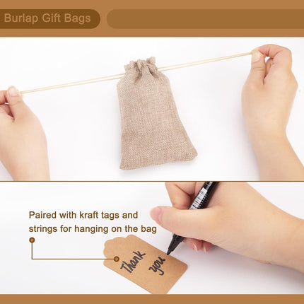 25PCS Small Burlap Gift Bags With Drawstring, 4x6 Inch Small Linen Sack Bags Jewelry Pouches for Wedding Party Favors DIY Crafts.