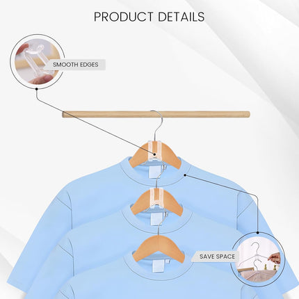 Hanger Hooks Space Saving, 60PCS Clothes Hanger Connector Hooks Closet Space Savers for Hanging Clothes, Clear.