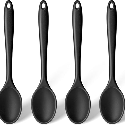 Silicone Spoons for Cooking, 4PCS 10.8 Inch Nonstick Kitchen Serving Spoons, Heat Resistant Silicone Cooking Utensils Set for Stirring, Mixing, Baking, House Warming Gifts & Stocking Stuffers.