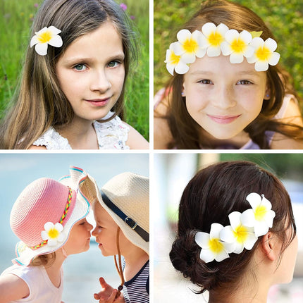 50PCS 2.7" Foam Plumeria Flower Heads, Tropical Artificial Hawaiian Frangipani for Hair Hat Wreath, DIY Crafts, Spring Wedding Decor.