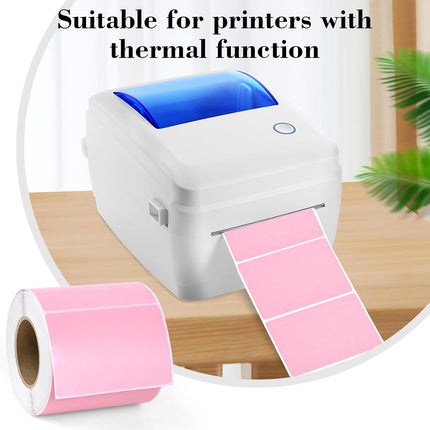 3"x2" Inch Thermal Printer Labels - Adhesive Waterproof Address and Barcode Stickers for Laser/Inkjet Printers, Ideal for Small Business Shipping&Inventory(500PCS, Pink).