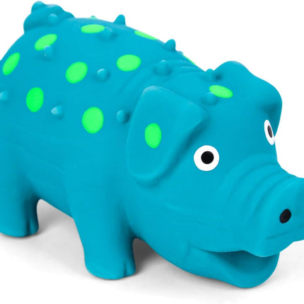 Squeaky Latex Grunting Pig Dog Toy, 4 Inch Small Blue Prank Gifts Puppy Chew Toys Rubber Squeeze Gift for Dogs.