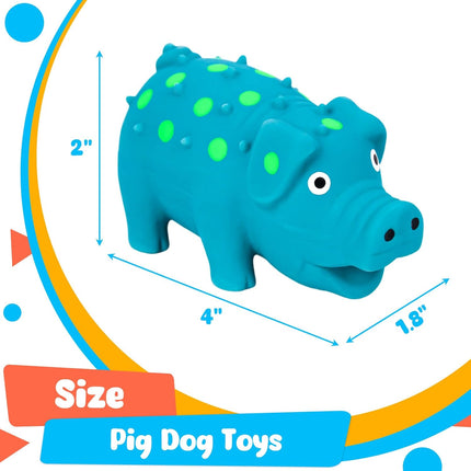 Squeaky Latex Grunting Pig Dog Toy, 4 Inch Small Blue Prank Gifts Puppy Chew Toys Rubber Squeeze Gift for Dogs.
