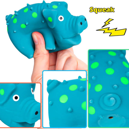 Squeaky Latex Grunting Pig Dog Toy, 4 Inch Small Blue Prank Gifts Puppy Chew Toys Rubber Squeeze Gift for Dogs.