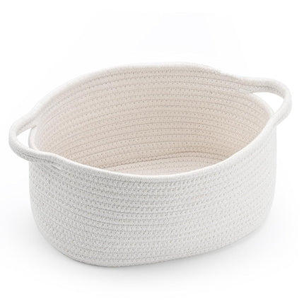 Cute Woven Easter Basket with Handle, Baskets for Gifts Empty, Present Containers for Raffle Baby Shower Burr Basket, Decorative Organizer Box for Storage Baby Toy, 13" D x 8" W x 6" H.