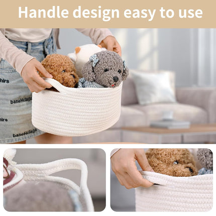 Cute Woven Easter Basket with Handle, Baskets for Gifts Empty, Present Containers for Raffle Baby Shower Burr Basket, Decorative Organizer Box for Storage Baby Toy, 13" D x 8" W x 6" H.