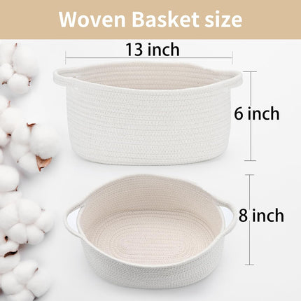 Cute Woven Easter Basket with Handle, Baskets for Gifts Empty, Present Containers for Raffle Baby Shower Burr Basket, Decorative Organizer Box for Storage Baby Toy, 13" D x 8" W x 6" H.