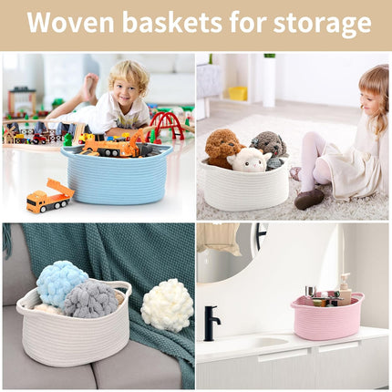 Cute Woven Easter Basket with Handle, Baskets for Gifts Empty, Present Containers for Raffle Baby Shower Burr Basket, Decorative Organizer Box for Storage Baby Toy, 13" D x 8" W x 6" H.
