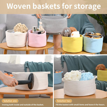 Cute Woven Easter Basket with Handle, Baskets for Gifts Empty, Present Containers for Raffle Baby Shower Burr Basket, Decorative Organizer Box for Storage Baby Toy, 13" D x 8" W x 6" H.