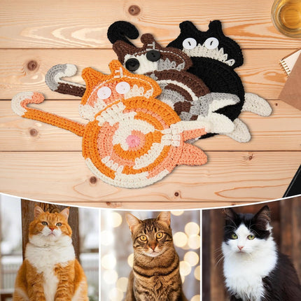 Drink Coaster | Cat Gifts for Cat Lovers,Fun Woven  Coasters,Cute Coffee Coaster for Home Decor Tabletop Protection Suitable for Kinds Cups (3PC).