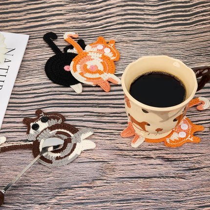 Drink Coaster | Cat Gifts for Cat Lovers,Fun Woven  Coasters,Cute Coffee Coaster for Home Decor Tabletop Protection Suitable for Kinds Cups (3PC).