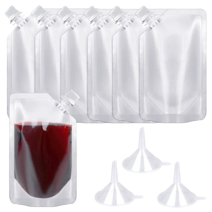 24 Pcs Plastic Flasks, 8 Oz Concealable and Reusable Drink Pouches, Leak-Proof Food Grade Plastic for Travel (8OZ-24PCS +3 Funnels).