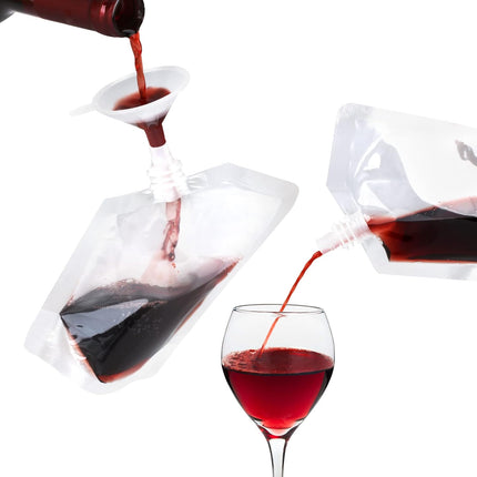 24 Pcs Plastic Flasks, 8 Oz Concealable and Reusable Drink Pouches, Leak-Proof Food Grade Plastic for Travel (8OZ-24PCS +3 Funnels).