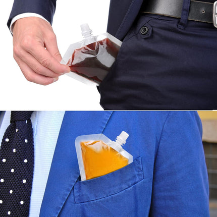 24 Pcs Plastic Flasks, 8 Oz Concealable and Reusable Drink Pouches, Leak-Proof Food Grade Plastic for Travel (8OZ-24PCS +3 Funnels).