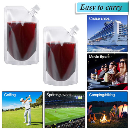 24 Pcs Plastic Flasks, 8 Oz Concealable and Reusable Drink Pouches, Leak-Proof Food Grade Plastic for Travel (8OZ-24PCS +3 Funnels).