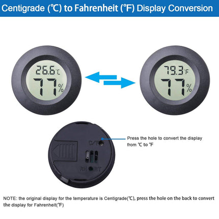 3pcs Mini Hygrometer Thermometer Indoor Outdoor Round Humidity Meter Fahrenheit Celsius Switchable Temperature Gauge Humidity Sensor Monitor for 3D Printer Reptile Jars.