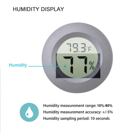 3pcs Mini Hygrometer Thermometer Indoor Outdoor Round Humidity Meter Fahrenheit Celsius Switchable Temperature Gauge Humidity Sensor Monitor for 3D Printer Reptile Jars.