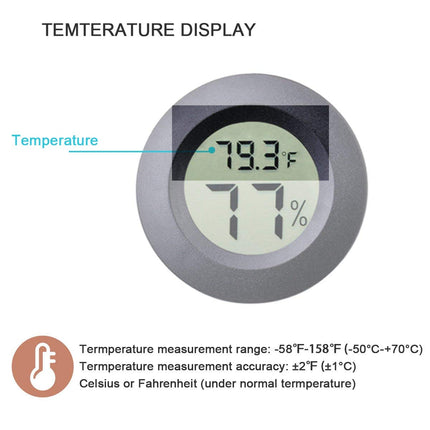 3pcs Mini Hygrometer Thermometer Indoor Outdoor Round Humidity Meter Fahrenheit Celsius Switchable Temperature Gauge Humidity Sensor Monitor for 3D Printer Reptile Jars.