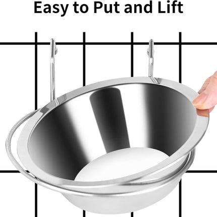 2PCS Kennel Water Bowl Hanging,Stainless Steel Puppy Bowls for Small Dog Cage,Kennel, Crate, Catio Accessories,Dog Crate Water Bowl Dish Feeder Food Holder No Spill(8oz/1cup).