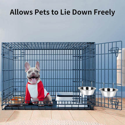 2PCS Kennel Water Bowl Hanging,Stainless Steel Puppy Bowls for Small Dog Cage,Kennel, Crate, Catio Accessories,Dog Crate Water Bowl Dish Feeder Food Holder No Spill(8oz/1cup).