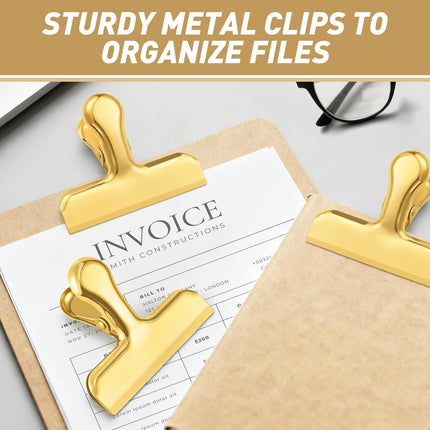 Chip Clips Bag Clips Gold Stainless Steel Clip for Food Storage,Air Tight Seal Chip Bag Clip 3 Inch Strong Food Clipp for Snack,Chips,Kitchen Decor,Home&Office Paper Heavy Duty-8 Pack.