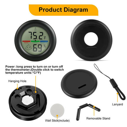 Digital Hygrometer Indoor Thermometer Humidity Meter Room Temperature Hydrometer Monitor Gauge for 3D Printer, Home, Office, Greenhouse, Incubators.