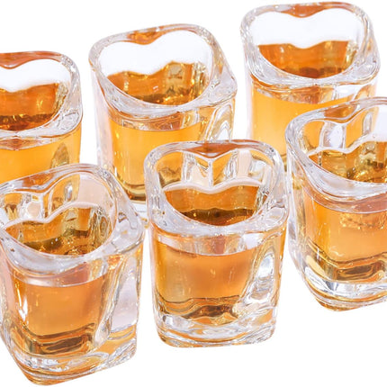 Heart Shaped Shot Glasses Cute Bar Cart Accessories | Bar Cart Decor 2oz (6, Clear).