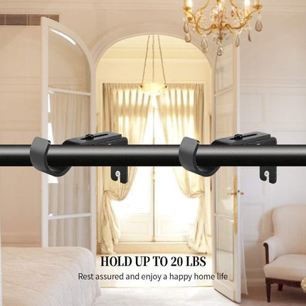 Heavy Duty Adjustable Curtain Rod Brackets and Holders - For 1 1/8 Inch & 1 1/4 Inch Rod, 2 PCS Black.