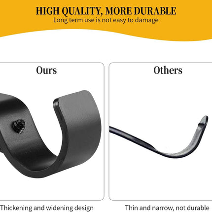Heavy Duty Adjustable Curtain Rod Brackets and Holders - For 1 1/8 Inch & 1 1/4 Inch Rod, 2 PCS Black.