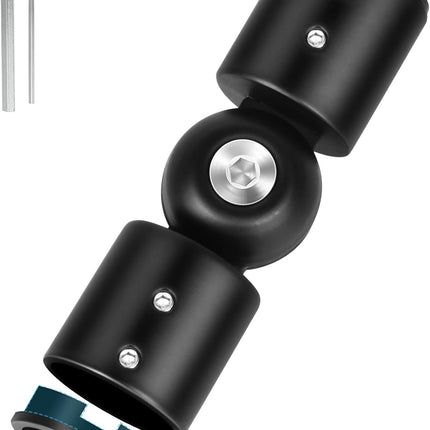 Curtain Rod Corner Connector Heavy Duty Hinged Elbow Connector, Adjustable Corner Curtain Rod Connector for 1 Inch Bay Window Curtain Rods, Black 1 Pack.