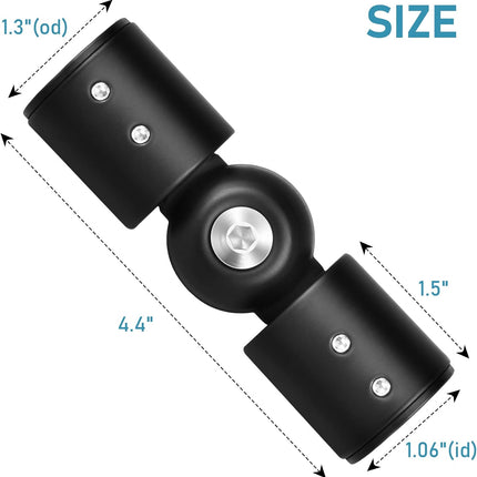 Curtain Rod Corner Connector Heavy Duty Hinged Elbow Connector, Adjustable Corner Curtain Rod Connector for 1 Inch Bay Window Curtain Rods, Black 1 Pack.