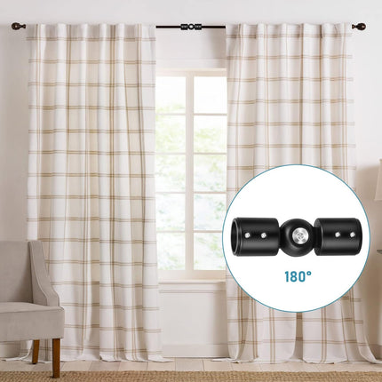 Curtain Rod Corner Connector Heavy Duty Hinged Elbow Connector, Adjustable Corner Curtain Rod Connector for 1 Inch Bay Window Curtain Rods, Black 1 Pack.