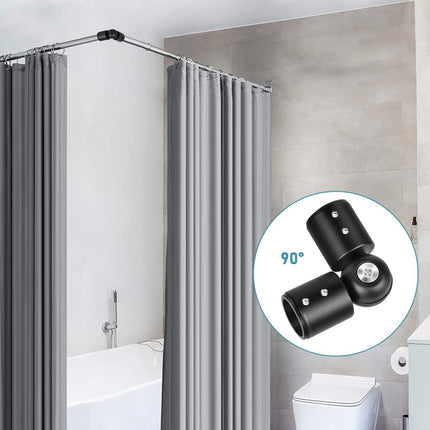 Curtain Rod Corner Connector Heavy Duty Hinged Elbow Connector, Adjustable Corner Curtain Rod Connector for 1 Inch Bay Window Curtain Rods, Black 1 Pack.