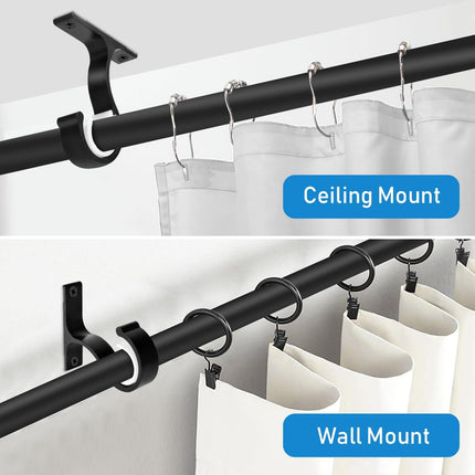 Ceiling Curtain Rod Bracket, 1 Inch Heavy Duty Curtain Rod Holders Brackets, 4 Pack Black Ceiling Hooks Hangers for Drapery Closet Pole.
