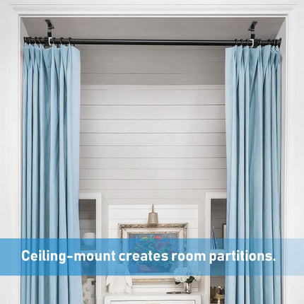 Ceiling Curtain Rod Bracket, 1 Inch Heavy Duty Curtain Rod Holders Brackets, 4 Pack Black Ceiling Hooks Hangers for Drapery Closet Pole.
