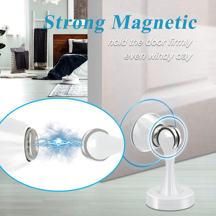 Door Stopper, Magnetic Door Stop White Wall Floor Mount Magnetic Door Stoppers Stainless Steel Magnetic Door Holder Catch Heavy Duty Modern Door Stops for Bottom of Door, 2 Pack.